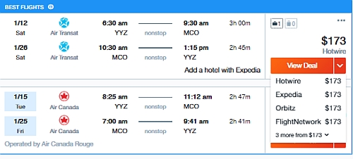 travel deals toronto to orlando